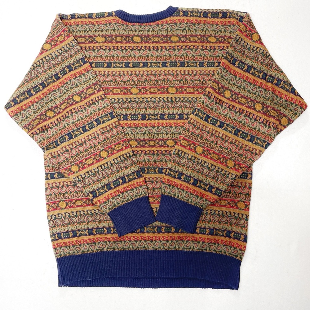 Tricots St Raphael Men's Vintage Sweater 100% Cotton Fair Isle Pattern Large - Picture 2 of 6